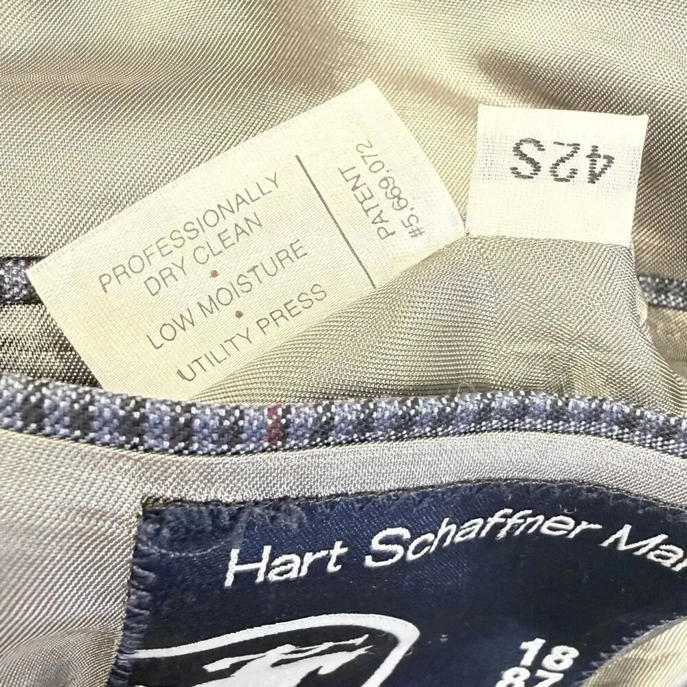 Hart Schaffner Marx Two-Button Blazer/Sport Coat Blue Micro-Houndstooth 42S